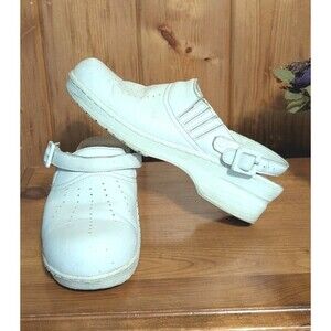 Dr Scholls AIR cradle White clogs Sz 7 Slip On Strap Gel Insoles Like Crocs shoe